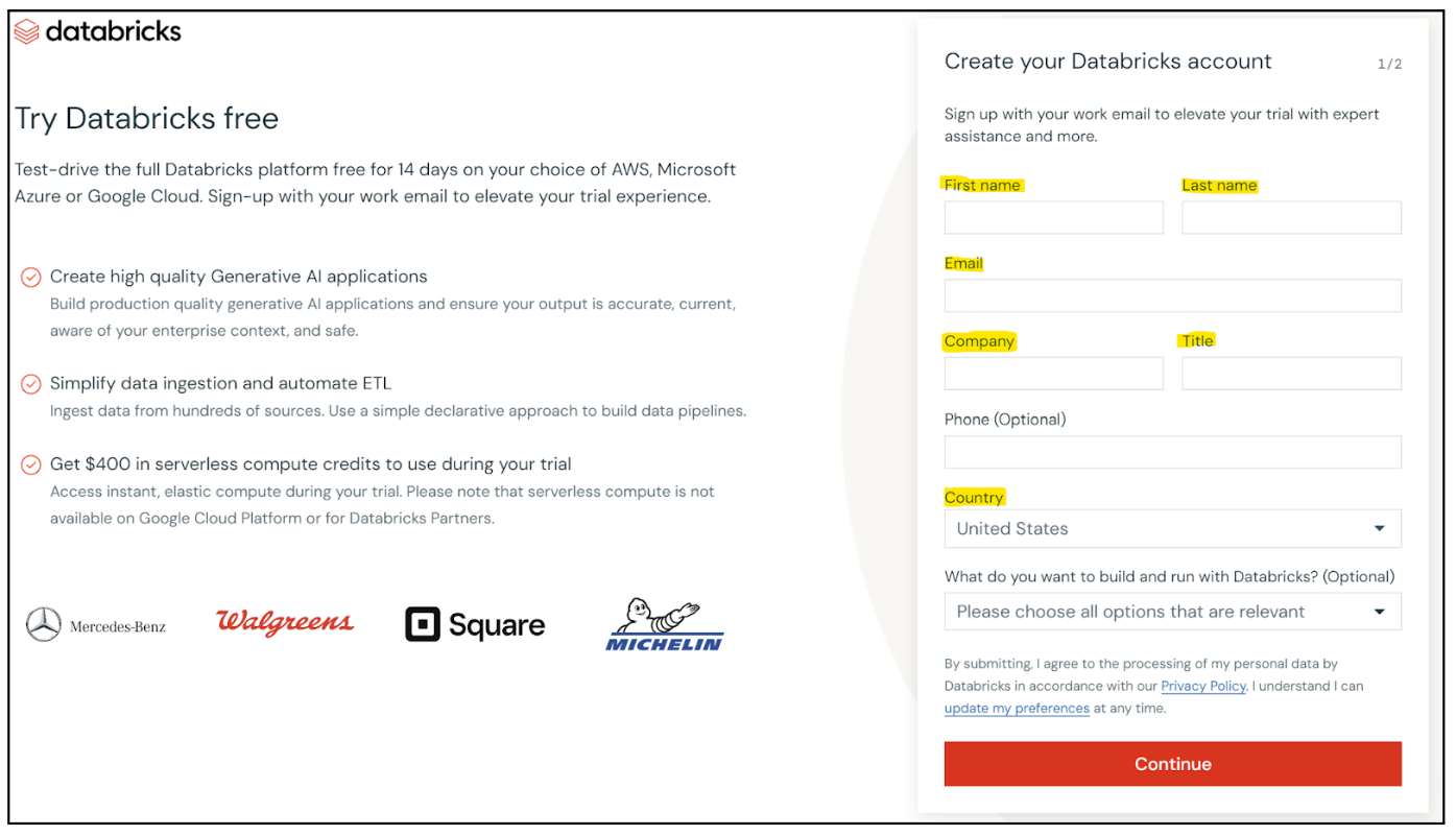 Fill out the highlighted fields